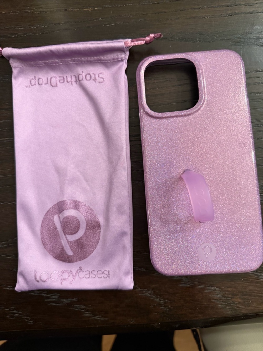 Loopy Case Pink Glitter Phone Case with Loop Strap